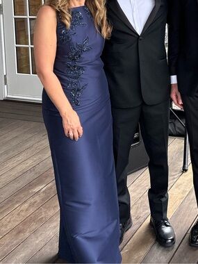 Sachin + Babi Navy Beaded Evening Gown